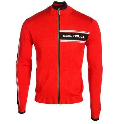 CASTELLI 70% Merino Wool Męska Bluza Rozpinana Czerwona M