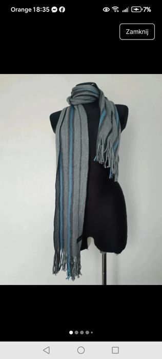 Szal męski szary zimowy