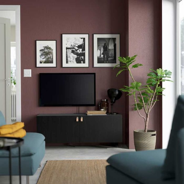 Móvel de TV c/portas Ikea Bestå preto-castanho/Lappviken/Stubbarp, 120x40x38 cm