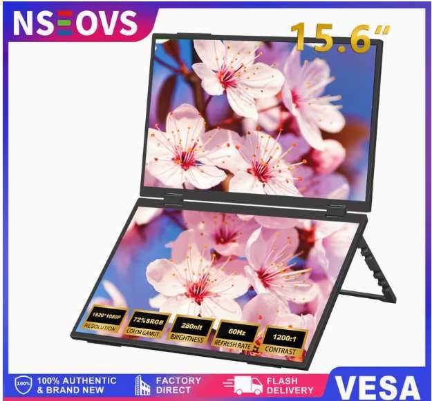 NSEOVS 15.6" 1080P Подвійний Портативний Монітор 60Hz Full HD NC156AA