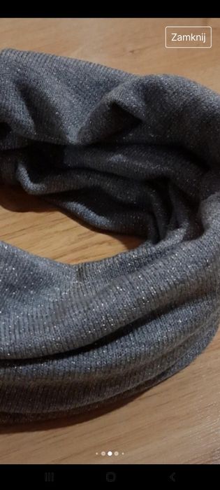 Komplet czapka+komin że srebrną nitką