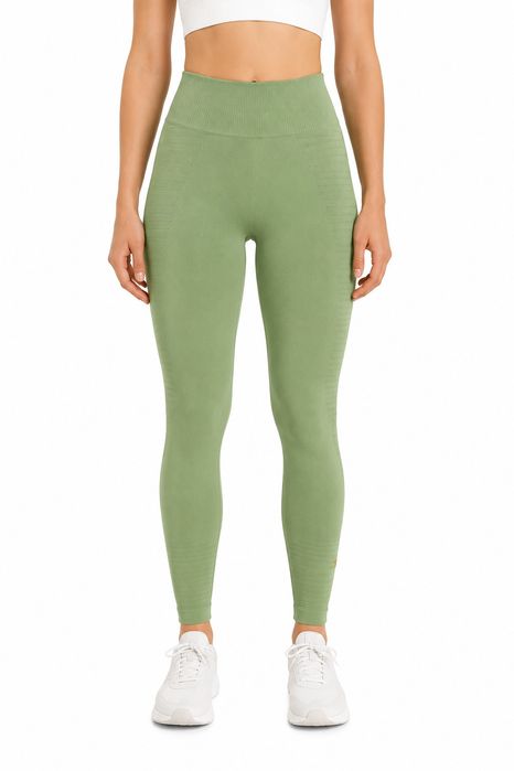 Legginsy Prążkowane High Waist Szałwiowe XS