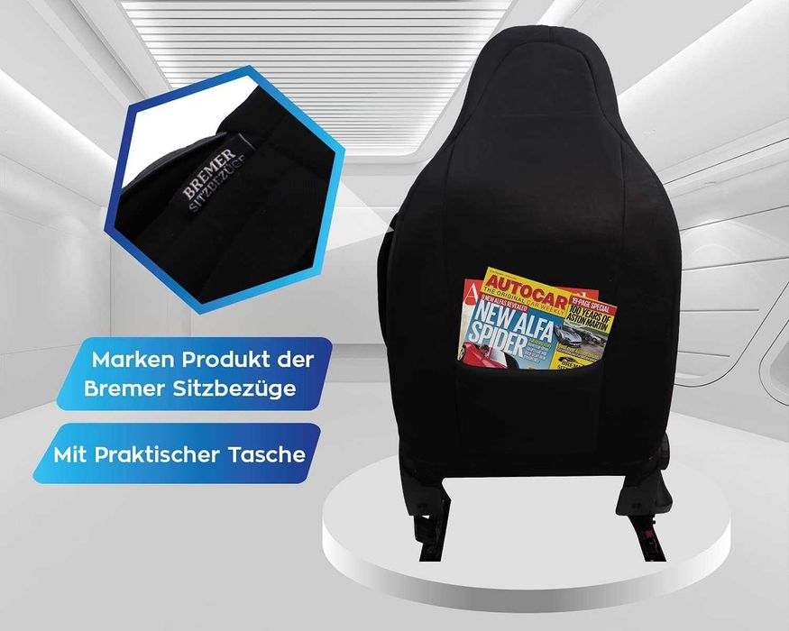 Pokrowce na siedzenia , kempingowych FIAT Ducato czarne/szare