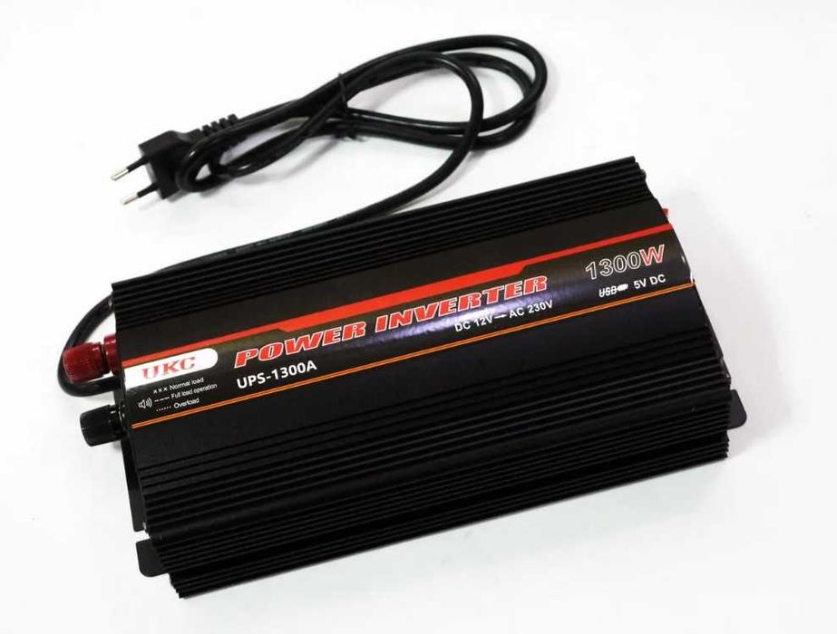Інвертор 12V–220V 1300 Вт, безперебійник із зарядкою — чистий синус