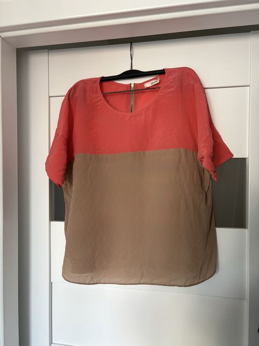 Jedwabna Bluzka celine premium markowa M brazowa rozowa