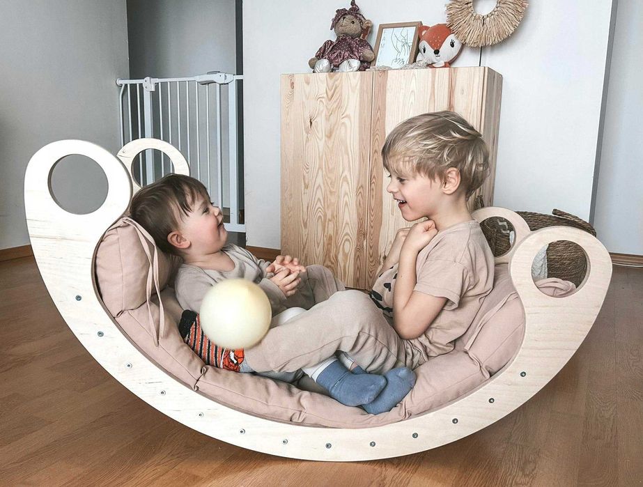 Bujak drewniany XL z poduszką, Bujak 100 cm długości
