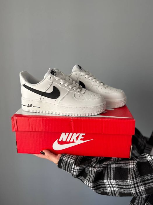 Кросівки Кроссовки Nike Air Force White black Білий Белый повсякденні