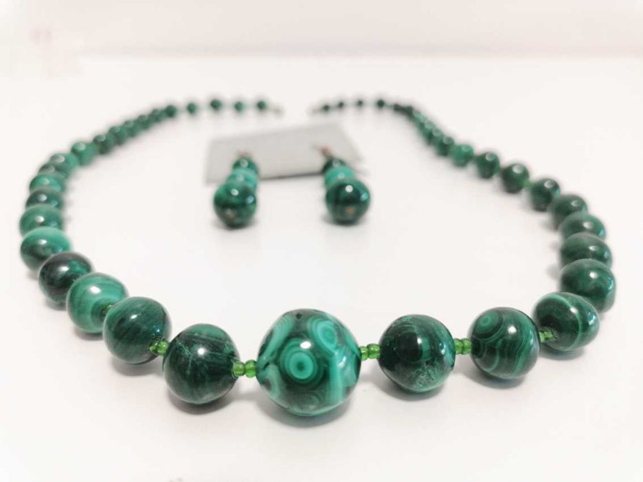 Conjunto Colar e Brincos de Malachite