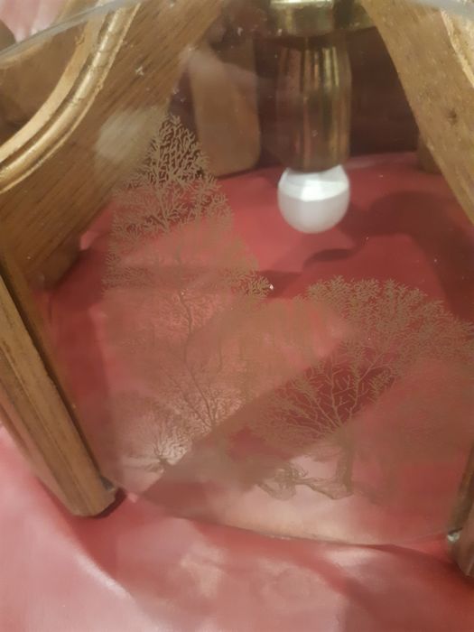 Lampa sufitowa drewno/ szkło