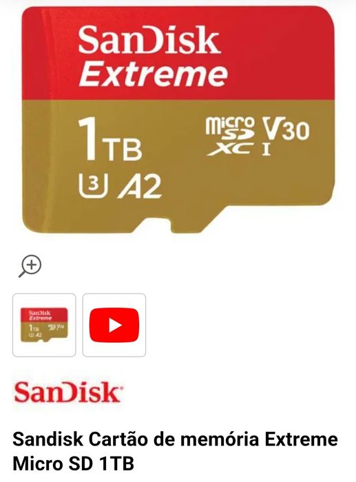 Cartão memória micro SD 2TB Xiaomi classe 10