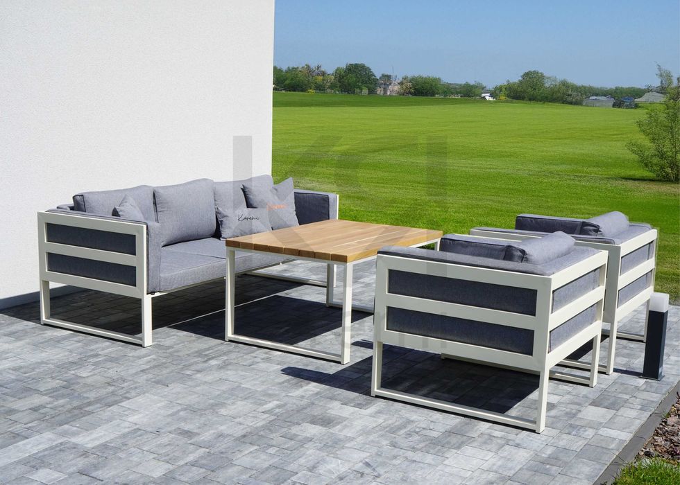 Meble ogrodowe kolekcja PREMIUM : sofa, 2xfotel, ława z blatem dębowym