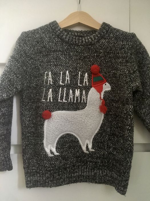 Zimowy sweter NEXT 3-4 l ciepły, melanż święta sesja