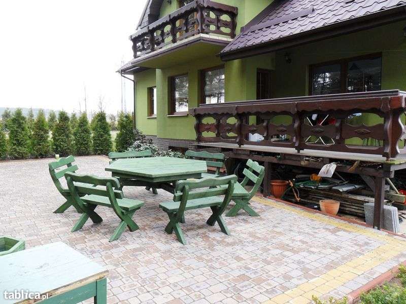 Komplet meble ogrodowe zestaw ogrodowy stół SZEŚCIOKĄT 6 ławek 90 cm