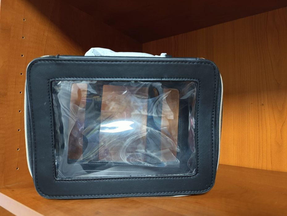 Kosmetyczka na kosmetyki dwustronna przezroczysta czarna rozmiar L