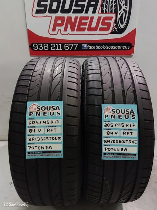 2 pneus semi novos 205-45r17 bridgestone rft - oferta dos portes