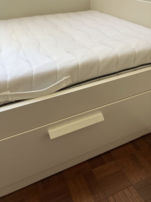 BRIMNES Cama individual c/2 gav, branca, 80x200 e colchão Sultan