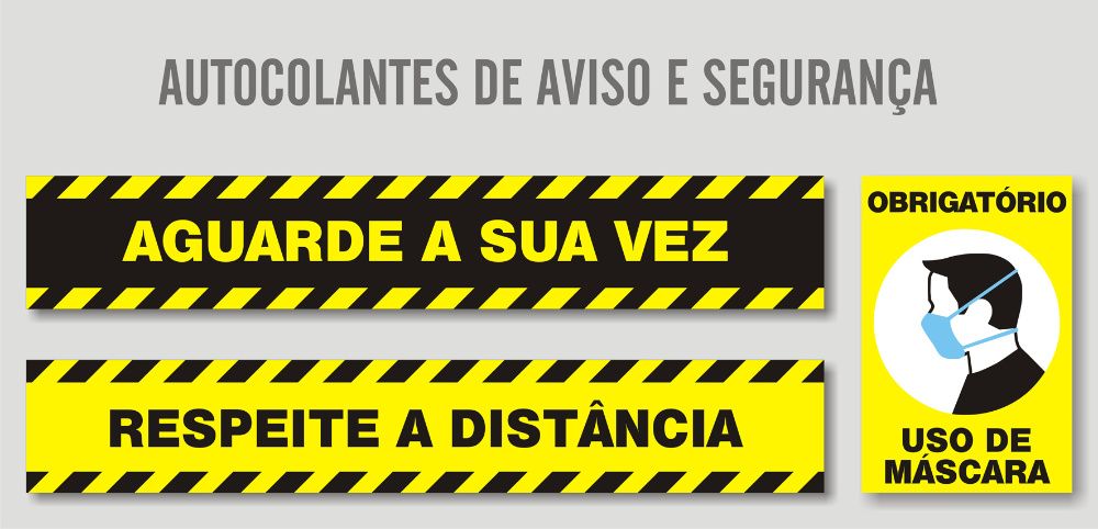 Autocolantes, Vinil Adesivos, Avisos, Covid 19, Distanciamento