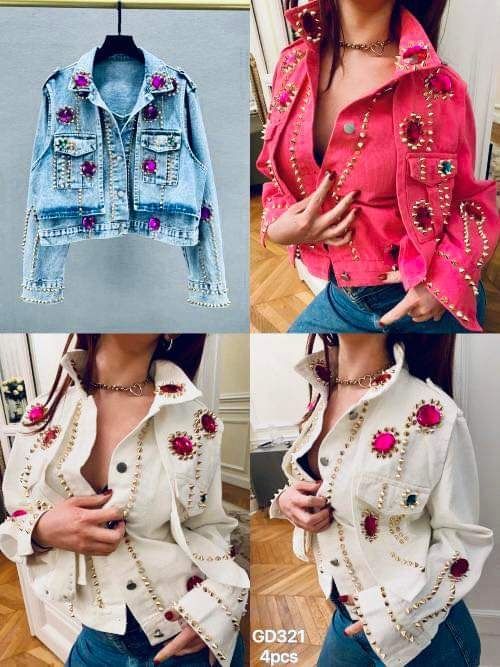 Nowa cudna katana jeansowa kamienie dżety ćwieki rozm M hit kolory