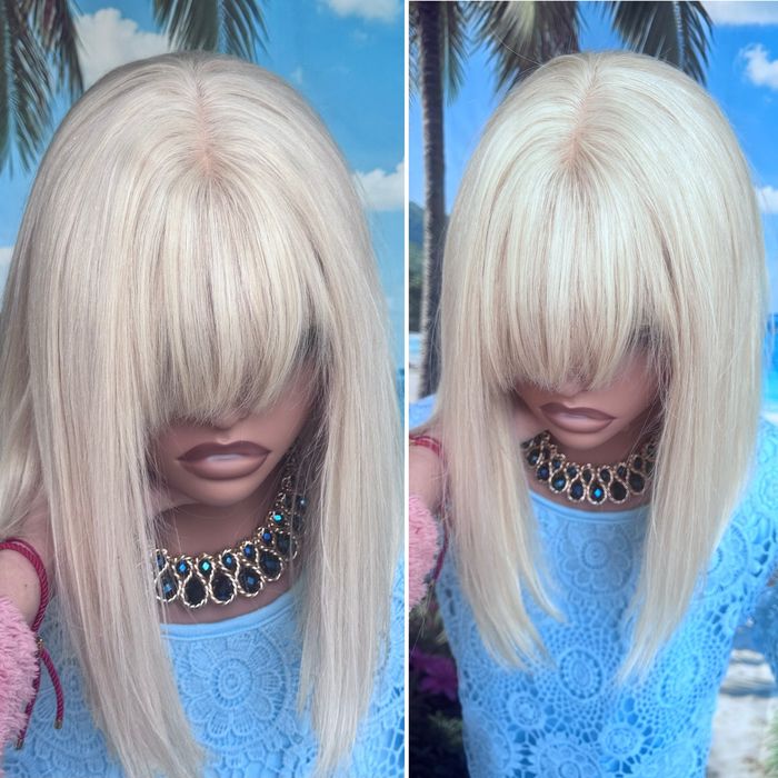 Натуральный парик с чёлкой шёлк кожа славянка детский волос блонд люкс