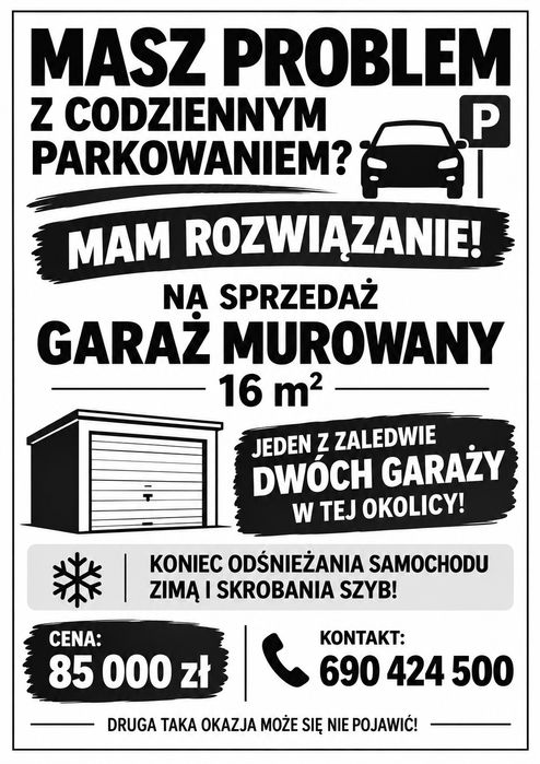 Garaż murowany Chabry dzielnica górska Karpacka Tatrzańska Luboszycka
