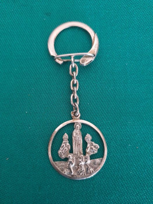 Porta-Chaves Antigo - APARIÇÃO DA NOSSA SENHORA DE FÁTIMA - Prata .835
