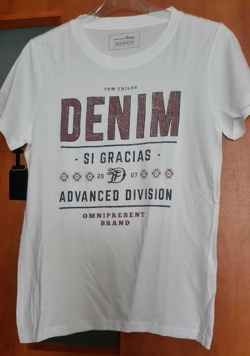 Tom Tailor biała koszulka, t-shirt z nadrukiem roz XS