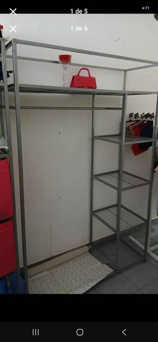 Roupeiro Closet Aberto em Metal Cinza (170x110x40 cm)