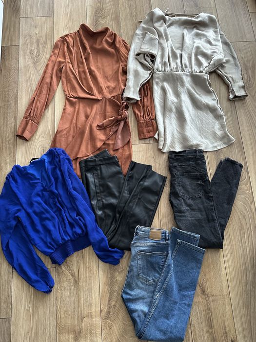 Zestaw ubrań damskich, sukienki Asos, jeansy