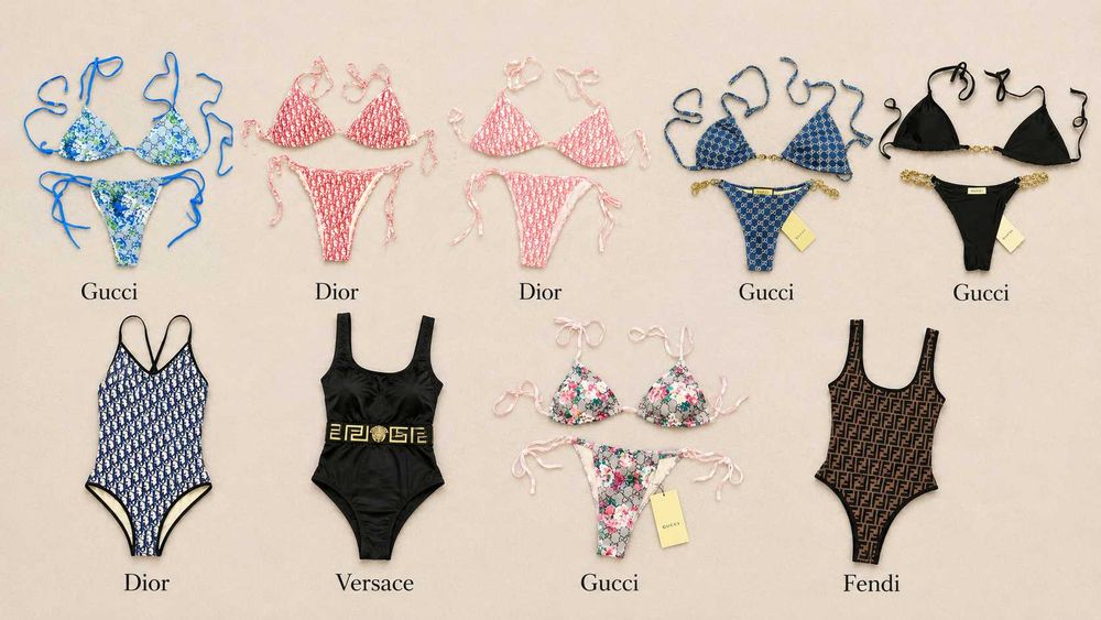 Stroje kąpielowe - Jednoczęściowe | Dwuczęściowe (bikini) - Gucci, Versace, Fendi, Dior - Rozmiary M!