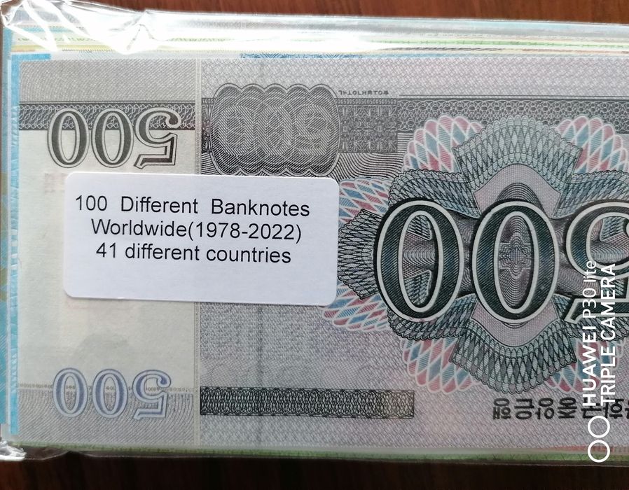 Lote de 100 notas do mundo