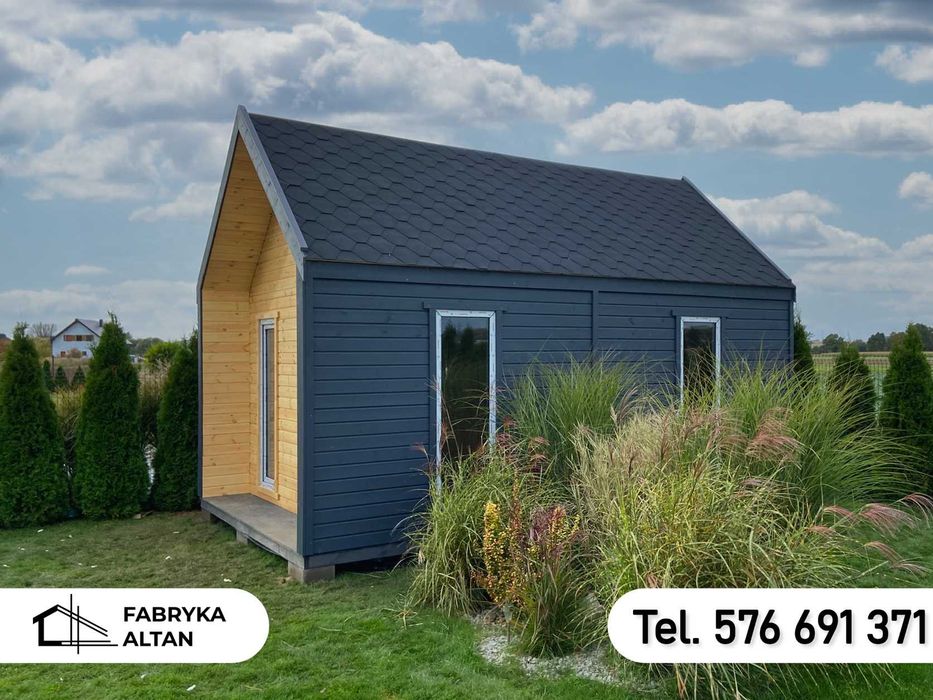 Nowoczesny domek stodoła, drewniany, 3.5x5 Fabryka Altan