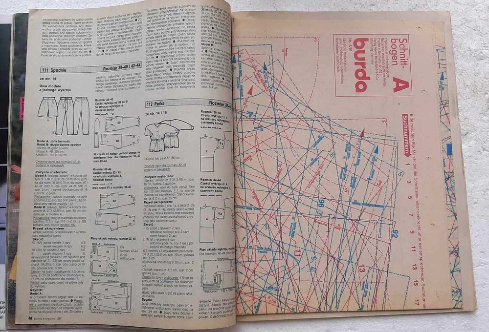 BURDA 4/1991 + wykroje-wersja polska