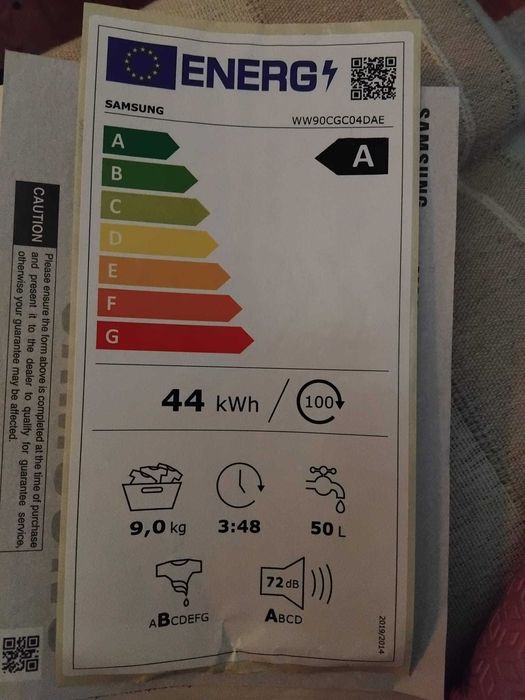 Máquina de Lavar SAMSUNG WW90CGC04DAEEP (9 Kg - 1400 rpm - Branco)