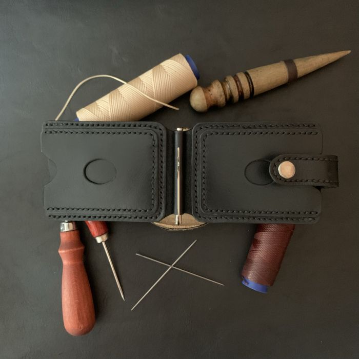 Portfel skórzany wykonany ręcznie typu money clip