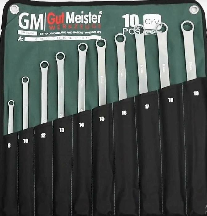 Накидные ключи с трещоткой удлинённые GUT MEISTER 02010 набор ключей10