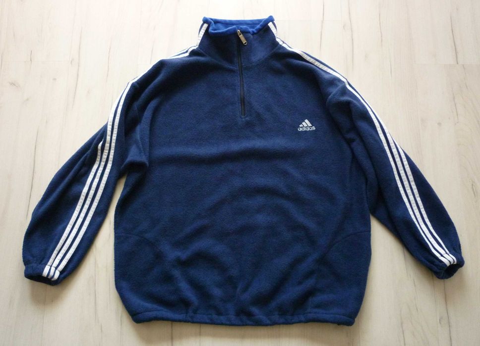 Piękna męska ciepła bluza polarowa ADIDAS polar rozmiar XL niebieska
