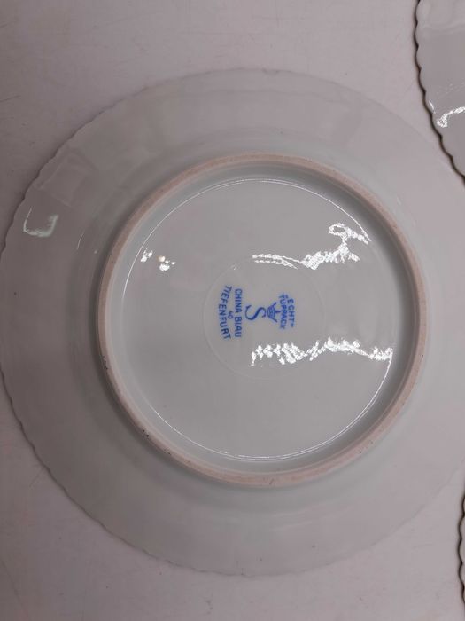 Talerz deserowy Tuppack Tiefenfurt Parowa Śląsk China Blau niebieski