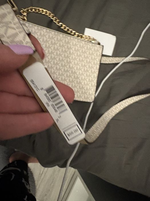 Nerka MK Michael Kors original nowa torebka z paskiem beź brąz mała k