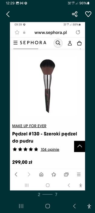 NOWY#130 MAKE UP FOR EVER Sephora oryginalny pędzel do pudru bronzera
