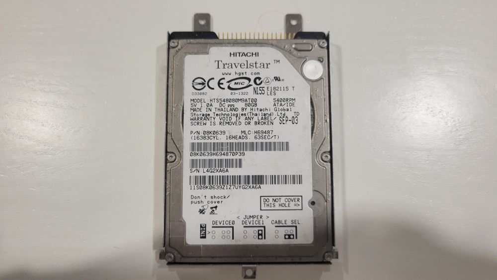 HDD 80GB Hitachi Sata 2,5" HTS541080G9SA00 Interno