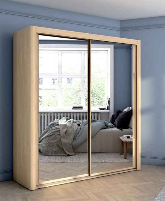 Roupeiro Conforama 200x180cm portas de correr e espelho carvalho