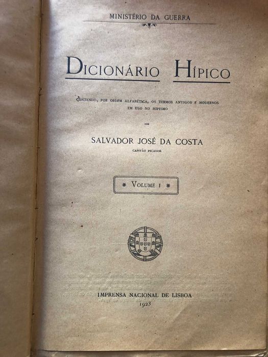 Dicionário Hípico. Vol. I e Único