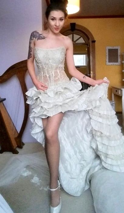 Suknia ślubna/ karnawałowa gorset ecru 36 wiktoriańska