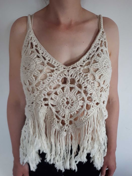 Top letni Boho- ażur, wykonany na szydełku- handmade