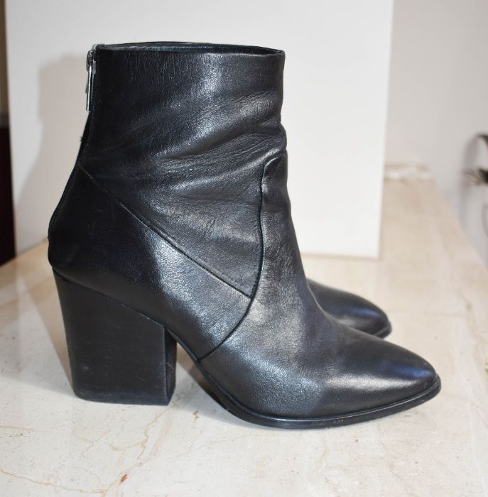 ASOS czarne skórzane botki słupek 40