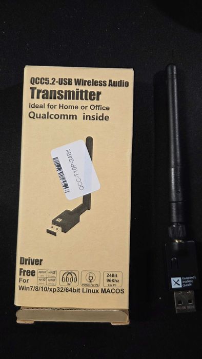 Moduł USB Bluetooth audio do słuchawek Qualcomm AptxLL 24 bit 96 kHz.