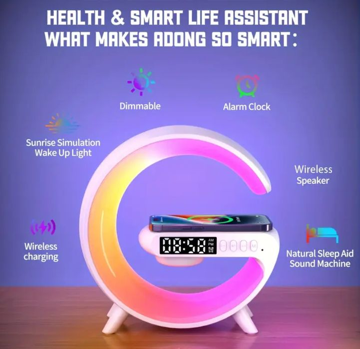 Беспроводная колонка, будильник , ночник