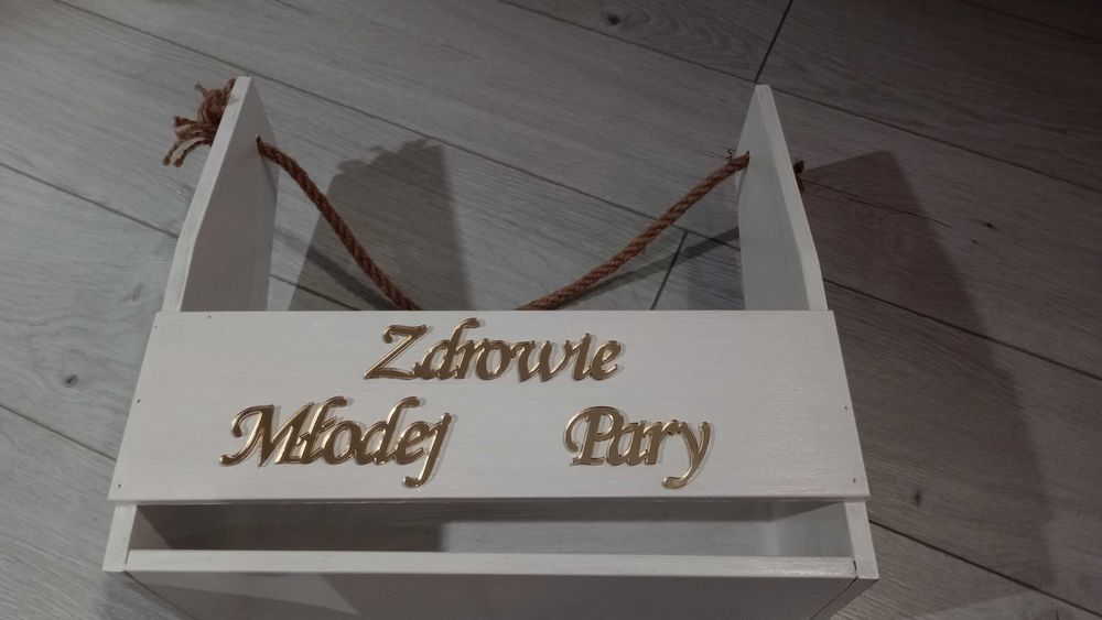 Nosidełko na alkohol ślub , wesele białe.