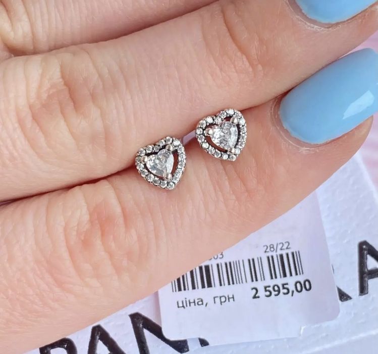 Сережки Пандора "Біле Серце"