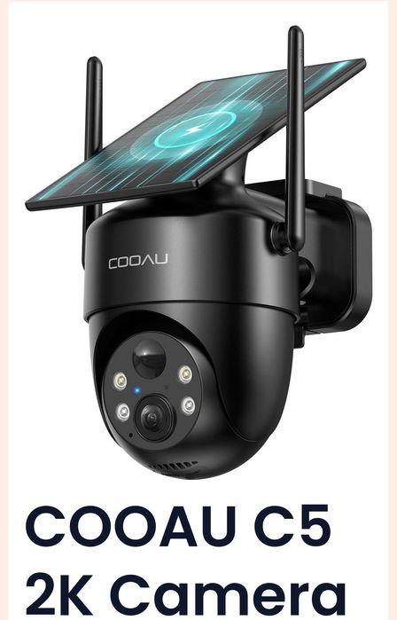 Kamera solarna WiFi COOAU C5 2K – bezprzewodowa, nowa